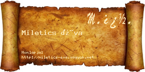 Miletics Éva névjegykártya